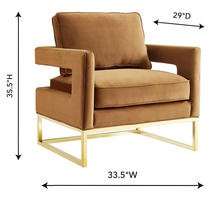 TOV Furniture Avery Cognac Velvet Chair With Polished Gold Base ACCENT + LOUNGE CHAIRS