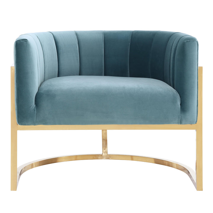 TOV Furniture Magnolia Sea Blue Chair with Gold Base ACCENT + LOUNGE CHAIRS