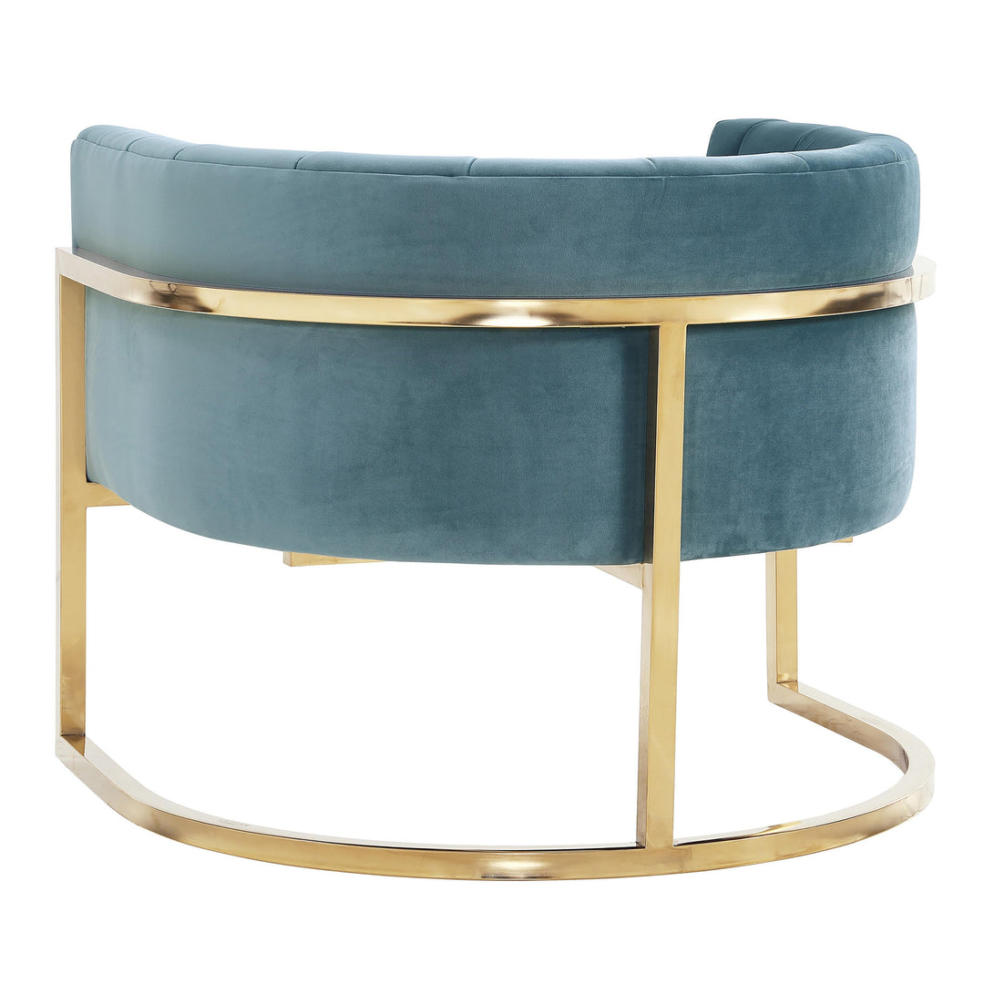 TOV Furniture Magnolia Sea Blue Chair with Gold Base ACCENT + LOUNGE CHAIRS