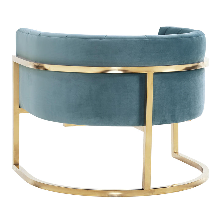 TOV Furniture Magnolia Sea Blue Chair with Gold Base ACCENT + LOUNGE CHAIRS