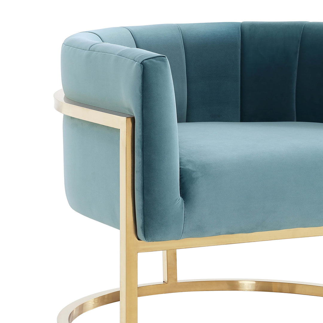 TOV Furniture Magnolia Sea Blue Chair with Gold Base ACCENT + LOUNGE CHAIRS