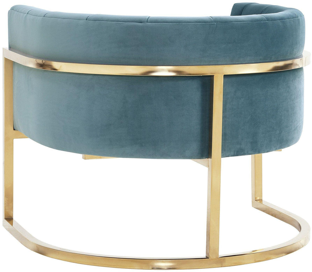 American Home Furniture | TOV Furniture - Magnolia Sea Blue Chair with Gold Base