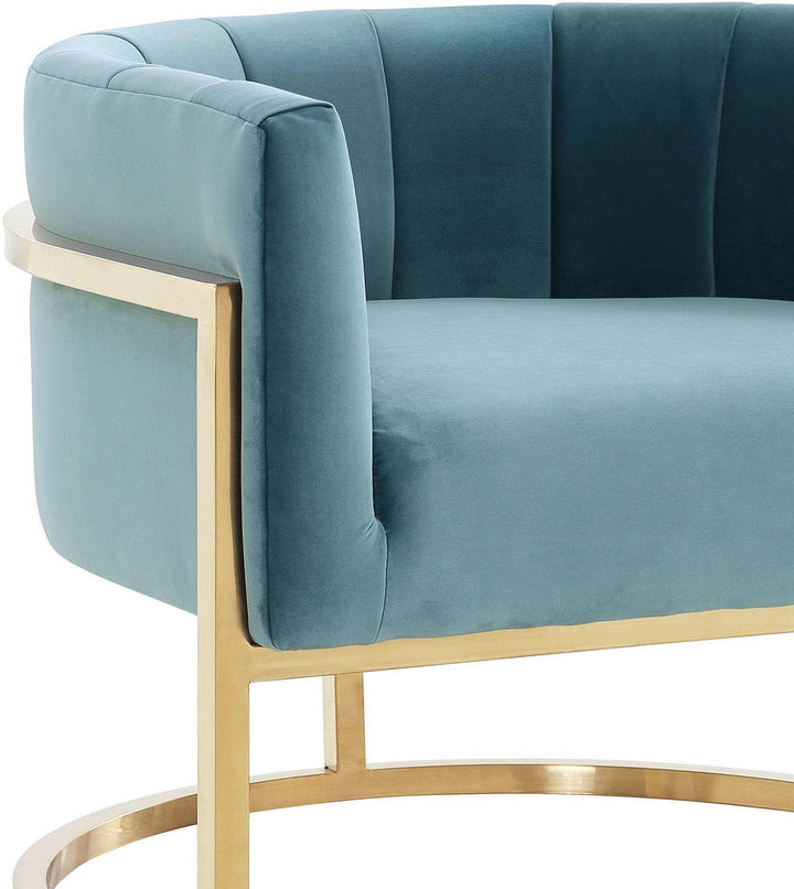 American Home Furniture | TOV Furniture - Magnolia Sea Blue Chair with Gold Base