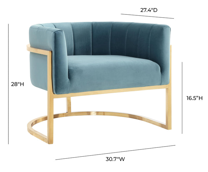 TOV Furniture Magnolia Sea Blue Chair with Gold Base ACCENT + LOUNGE CHAIRS