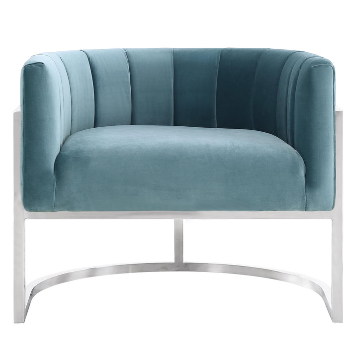 TOV Furniture Magnolia Sea Blue Chair with Silver Base ACCENT + LOUNGE CHAIRS