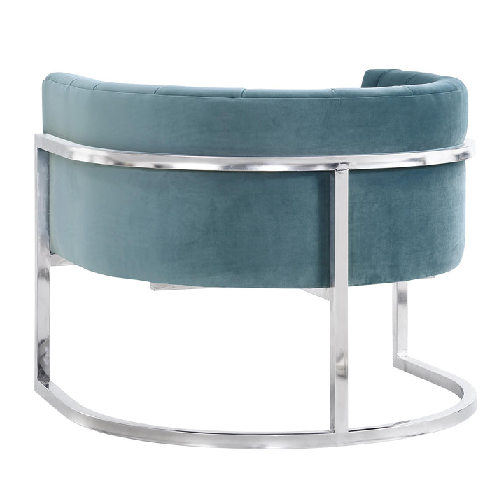 TOV Furniture Magnolia Sea Blue Chair with Silver Base ACCENT + LOUNGE CHAIRS