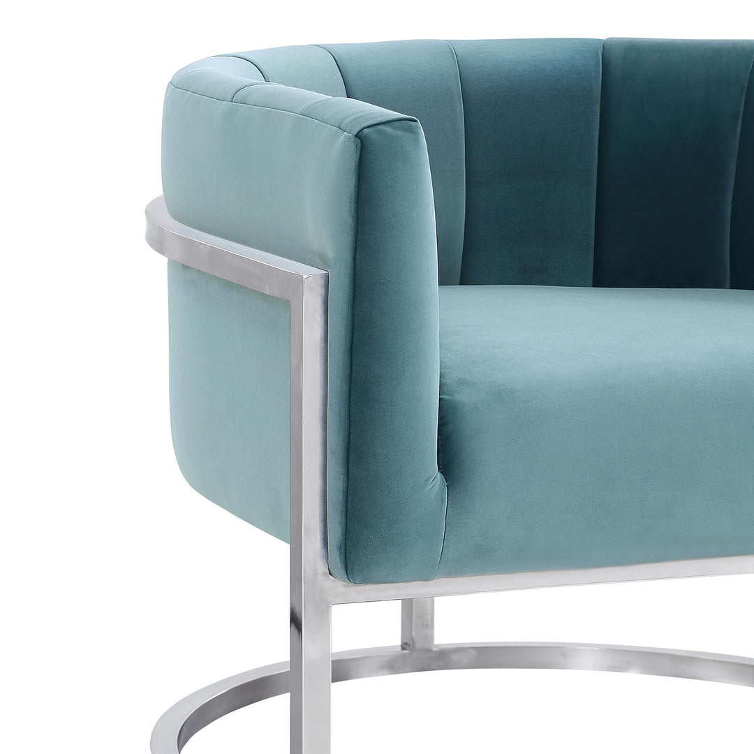 TOV Furniture Magnolia Sea Blue Chair with Silver Base ACCENT + LOUNGE CHAIRS