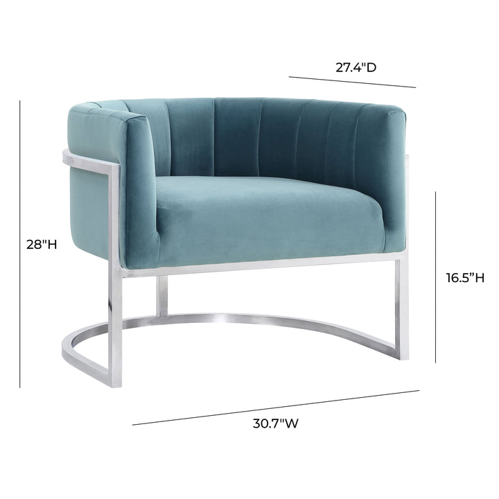 TOV Furniture Magnolia Sea Blue Chair with Silver Base ACCENT + LOUNGE CHAIRS