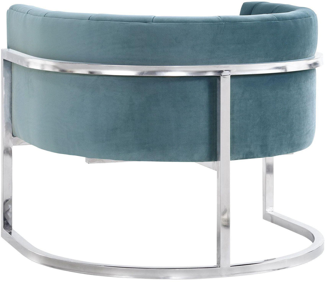American Home Furniture | TOV Furniture - Magnolia Sea Blue Chair with Silver Base