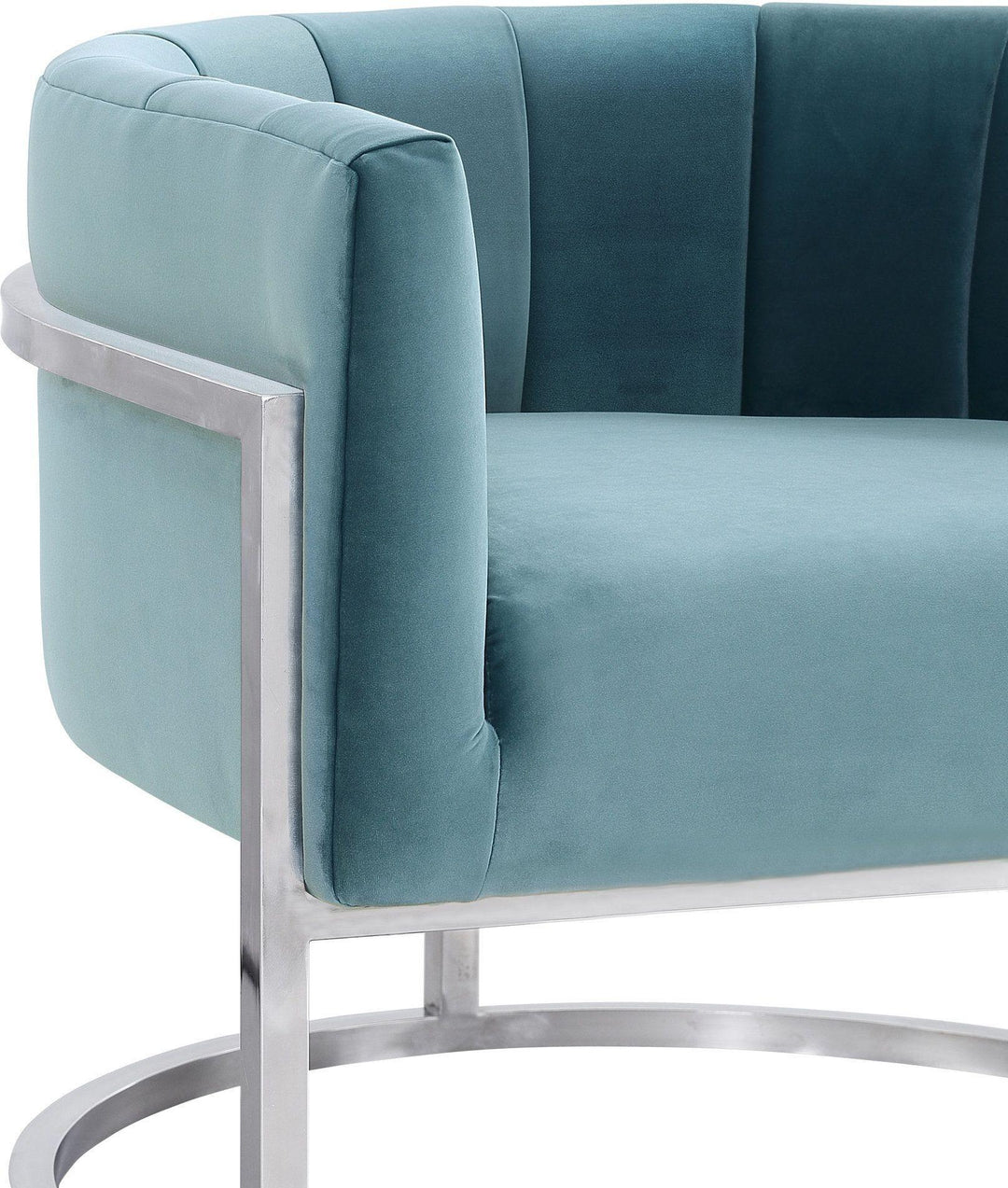 American Home Furniture | TOV Furniture - Magnolia Sea Blue Chair with Silver Base