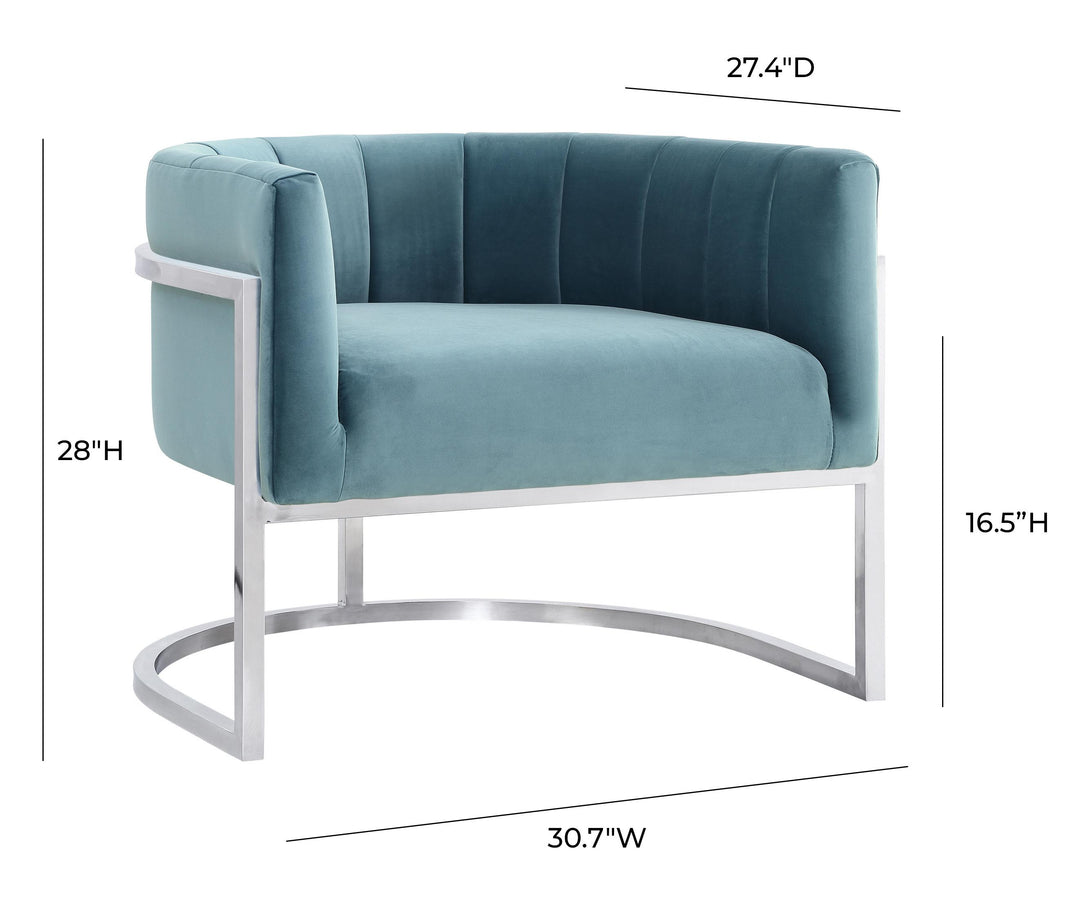 American Home Furniture | TOV Furniture - Magnolia Sea Blue Chair with Silver Base