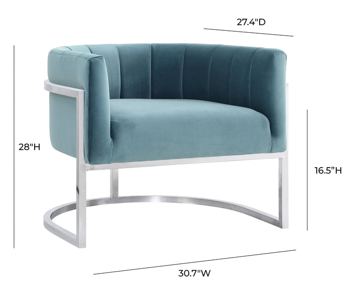 American Home Furniture | TOV Furniture - Magnolia Sea Blue Chair with Silver Base