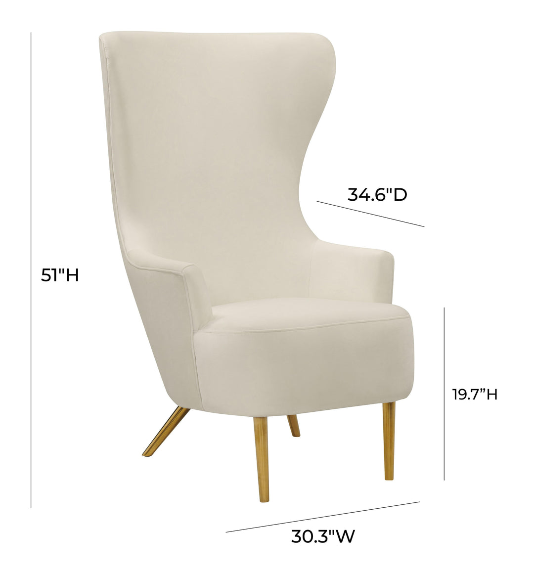 TOV Furniture Julia Cream Wingback Chair ACCENT + LOUNGE CHAIRS