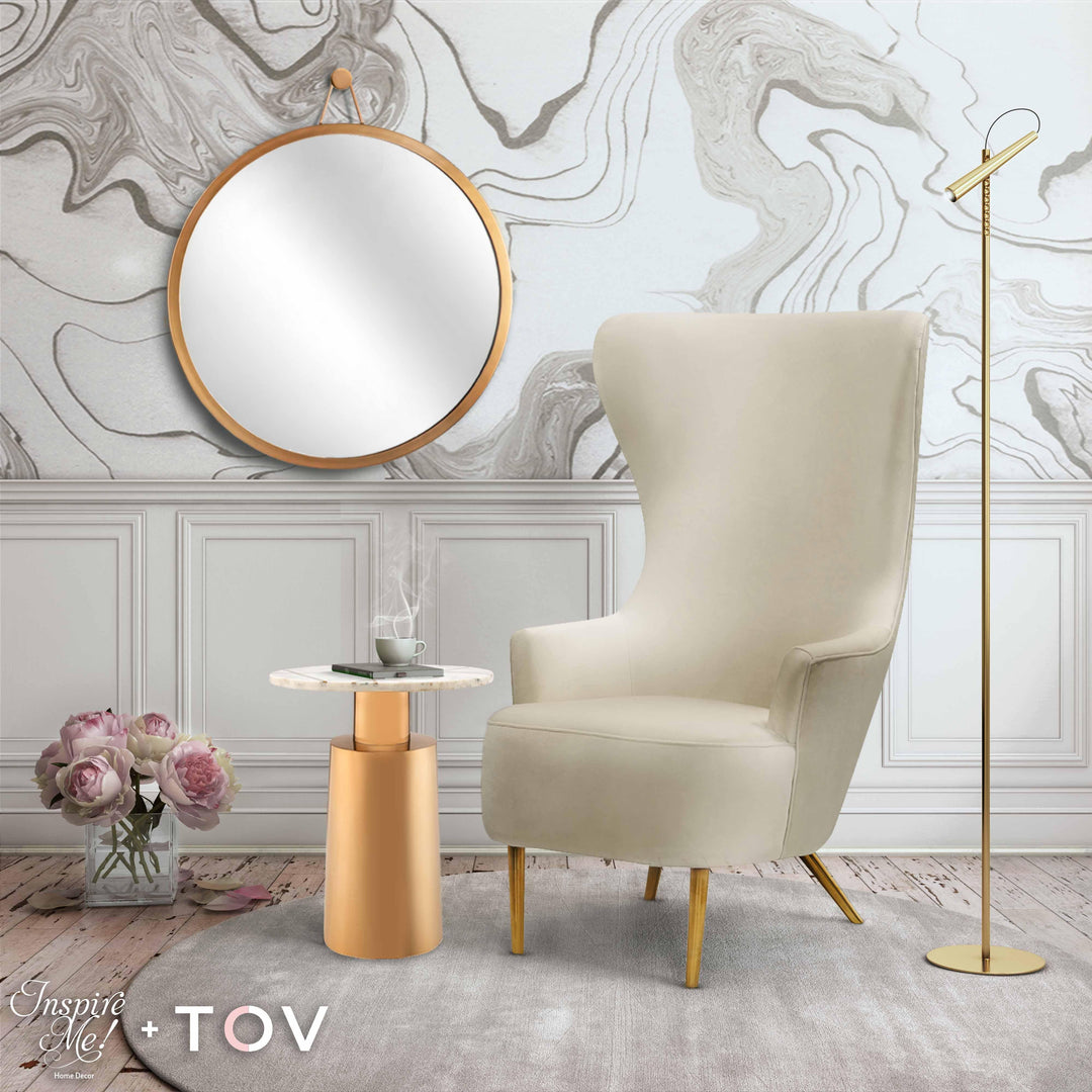 TOV Furniture Julia Cream Wingback Chair ACCENT + LOUNGE CHAIRS