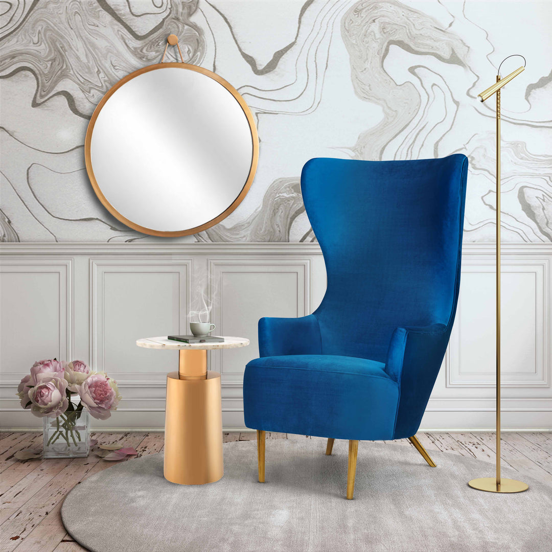 TOV Furniture Julia Navy Wingback Chair ACCENT + LOUNGE CHAIRS