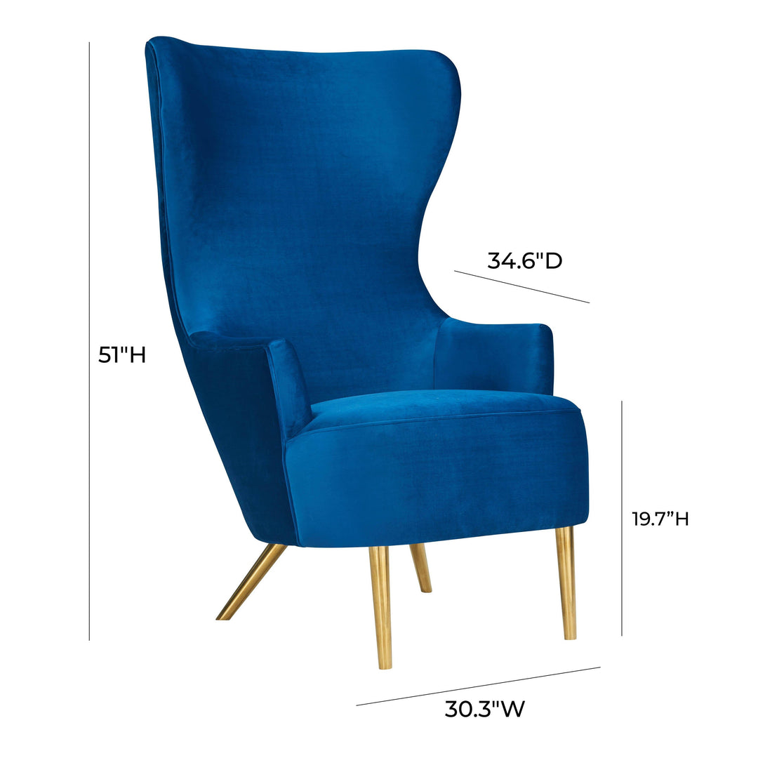TOV Furniture Julia Navy Wingback Chair ACCENT + LOUNGE CHAIRS
