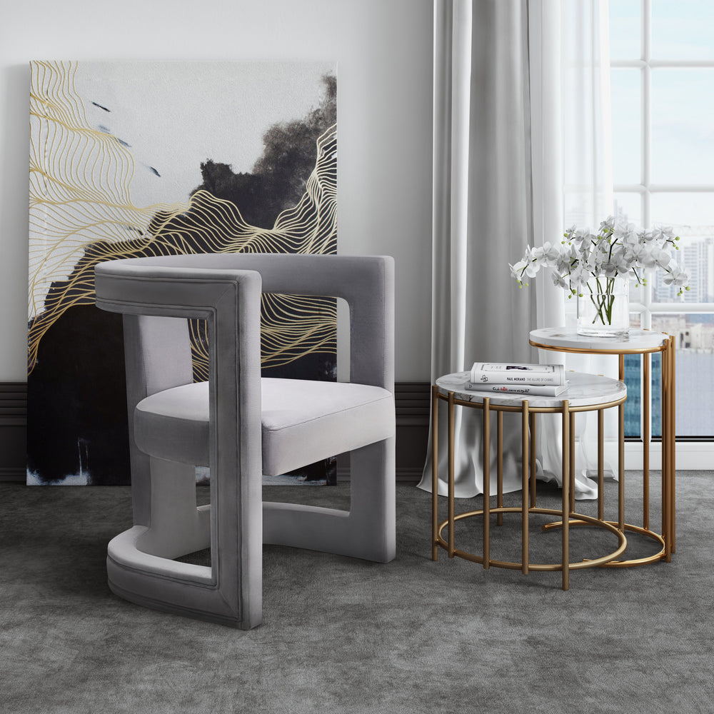 American Home Furniture | TOV Furniture - Ada Grey Velvet Chair