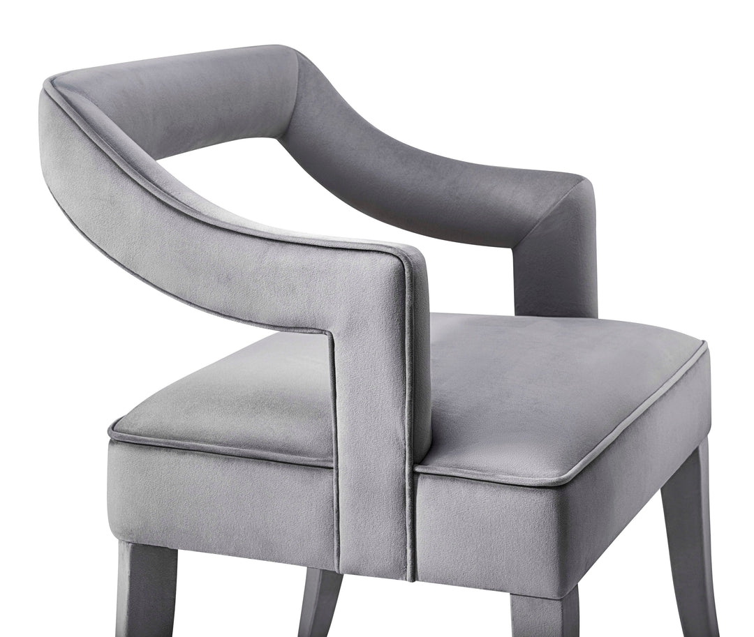 TOV Furniture Tiffany Grey Velvet Chair DINING CHAIRS