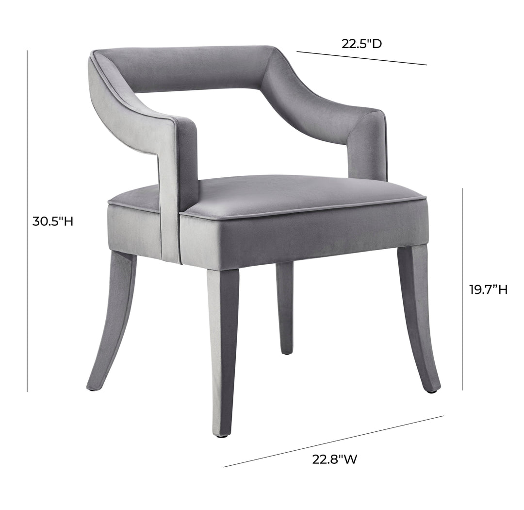 TOV Furniture Tiffany Grey Velvet Chair DINING CHAIRS