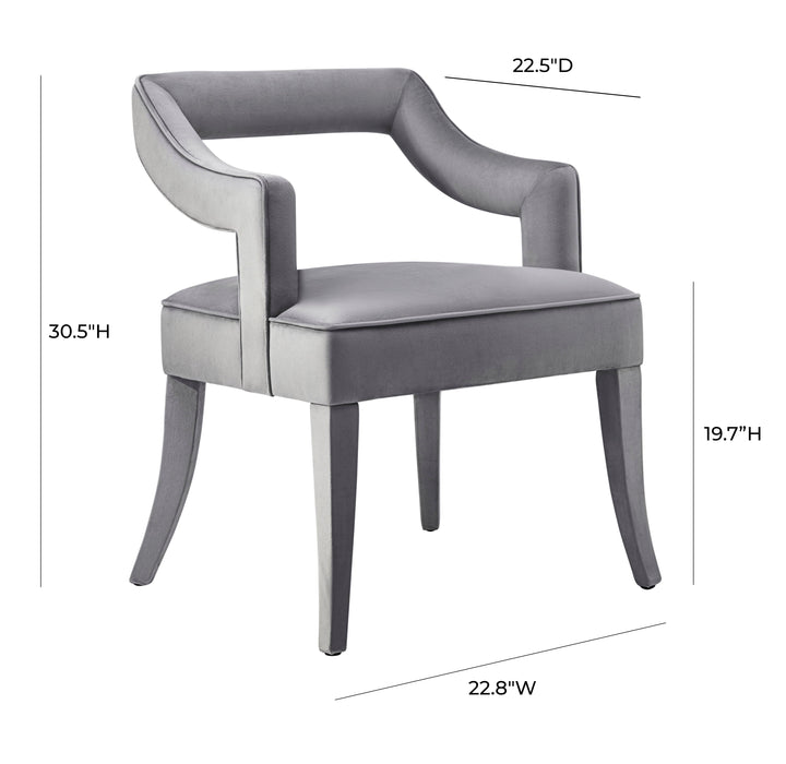 TOV Furniture Tiffany Grey Velvet Chair DINING CHAIRS