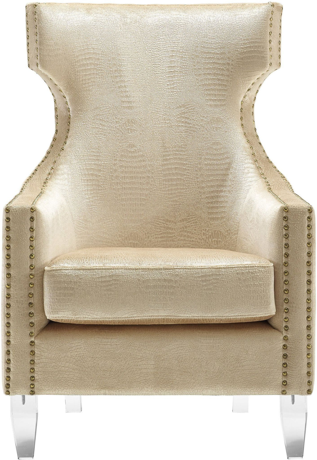 American Home Furniture | TOV Furniture - Gramercy Gold Croc Velvet Wing Chair