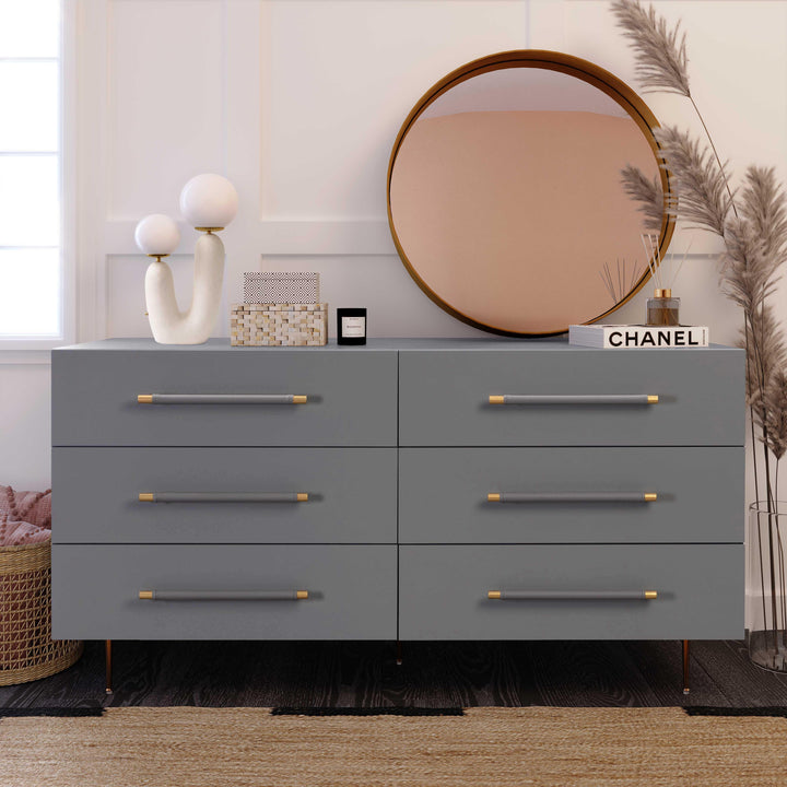 American Home Furniture | TOV Furniture - Trident Grey 6 Drawer Dresser