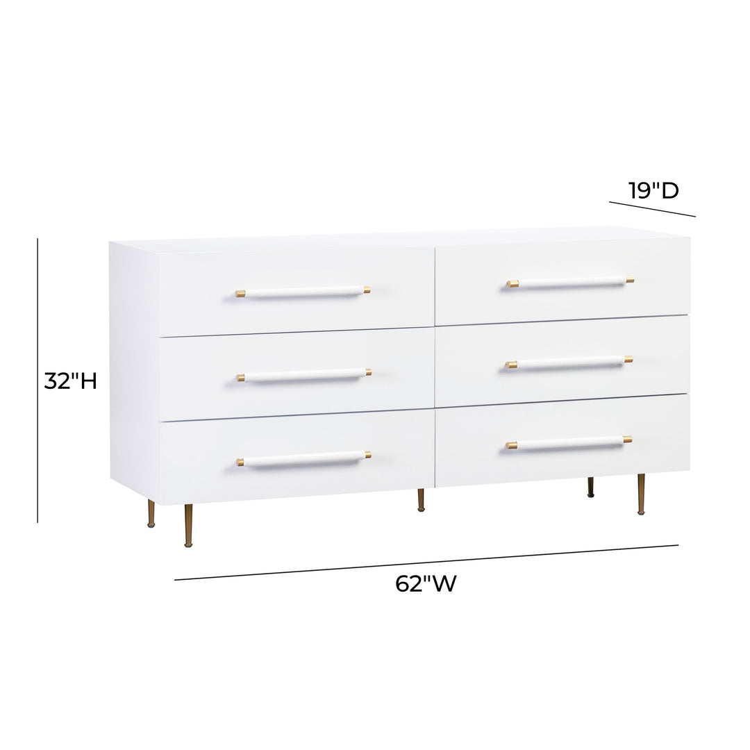 TOV Furniture Trident White 6 Drawer Dresser DRESSERS
