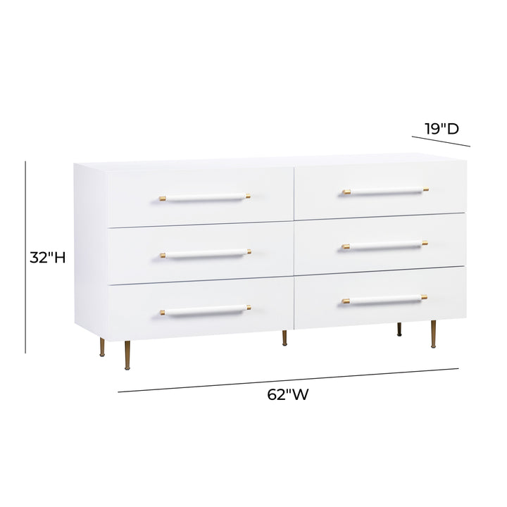 TOV Furniture Trident White 6 Drawer Dresser DRESSERS
