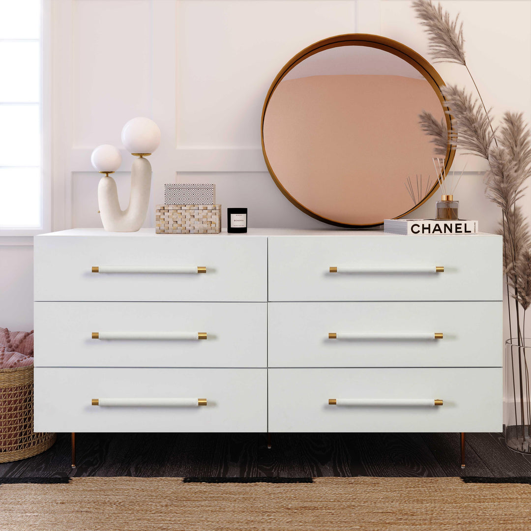 American Home Furniture | TOV Furniture - Trident White 6 Drawer Dresser