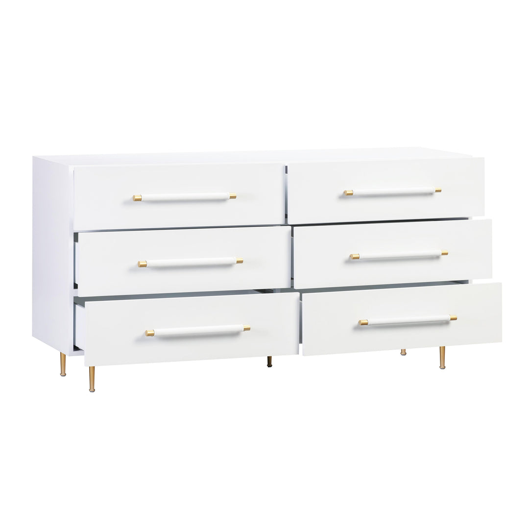 American Home Furniture | TOV Furniture - Trident White 6 Drawer Dresser