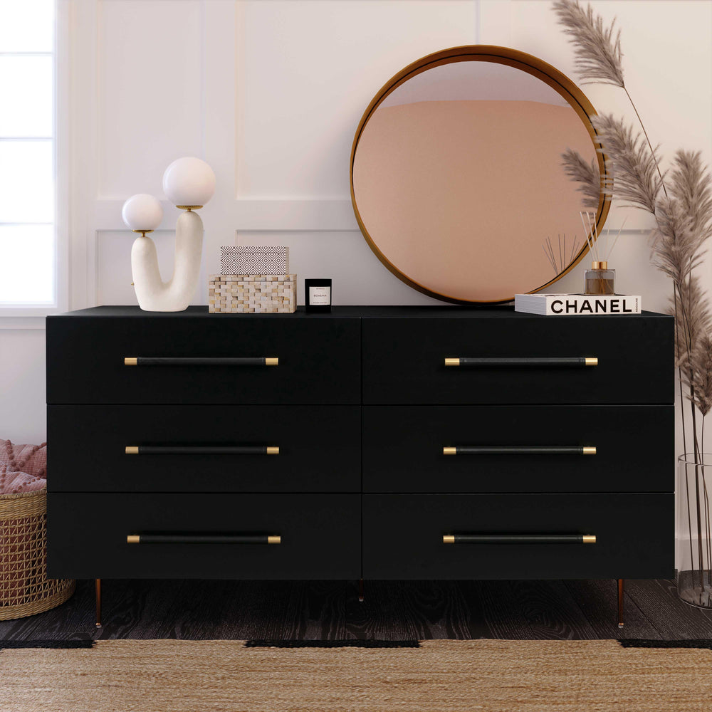 American Home Furniture | TOV Furniture - Trident Black 6 Drawer Dresser