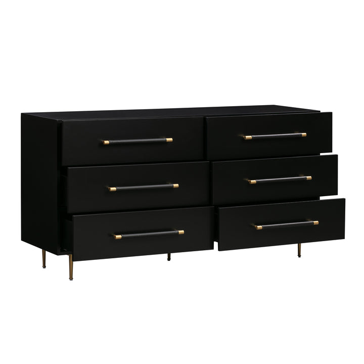 American Home Furniture | TOV Furniture - Trident Black 6 Drawer Dresser