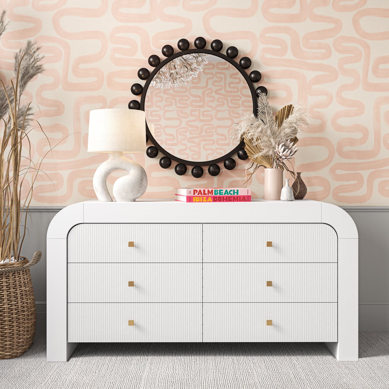 TOV Furniture Hump 6 Drawer White Dresser DRESSERS