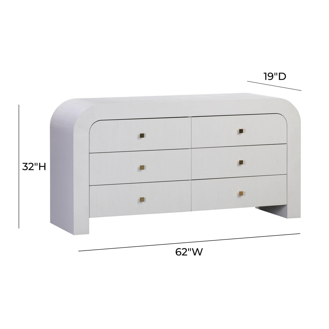 TOV Furniture Hump 6 Drawer White Dresser DRESSERS