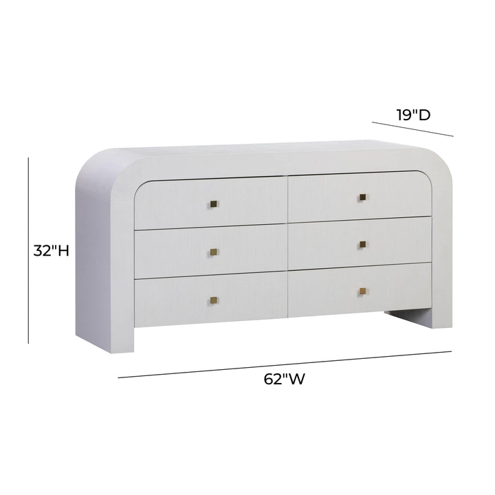 TOV Furniture Hump 6 Drawer White Dresser DRESSERS