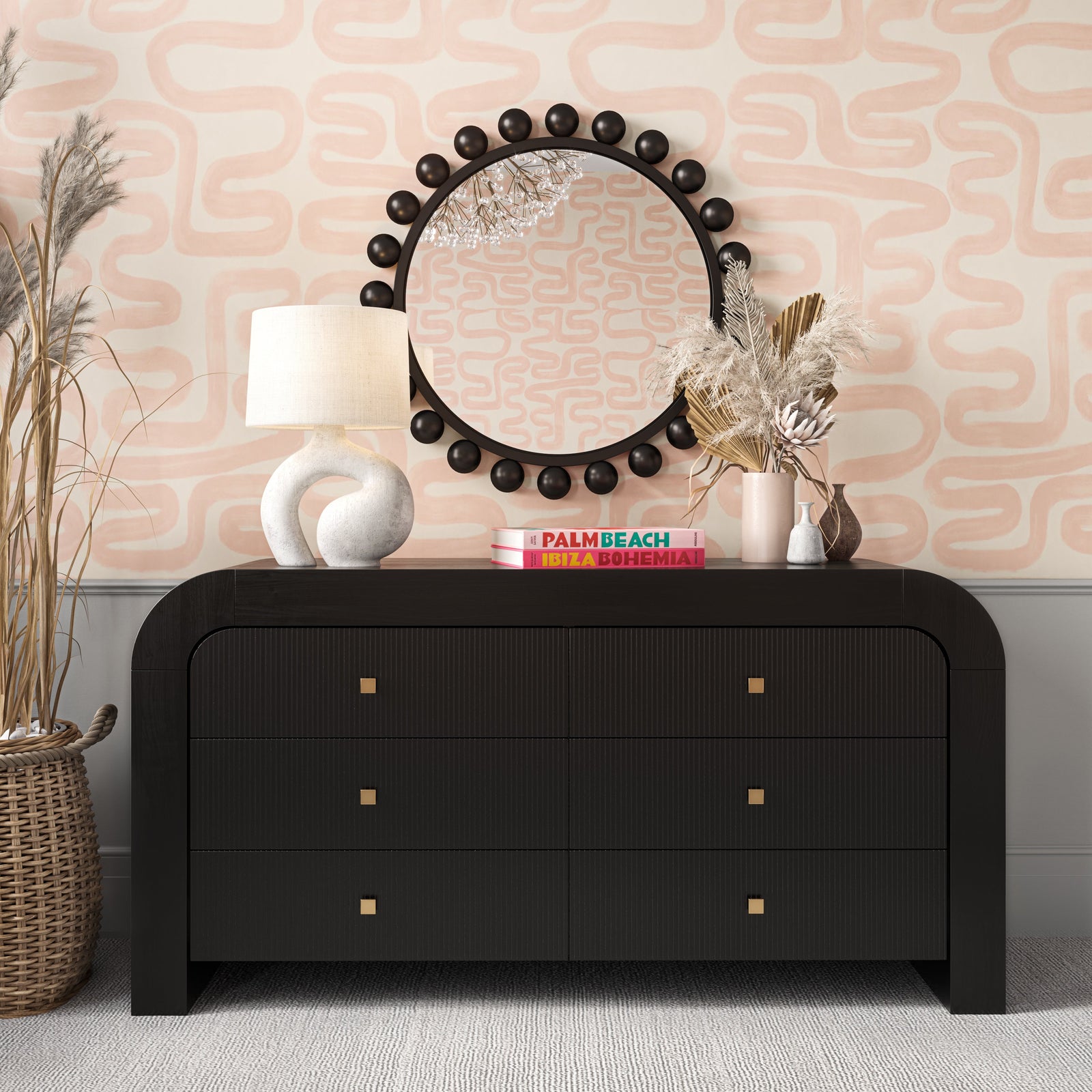 TOV Furniture Hump 6 Drawer Black Dresser DRESSERS