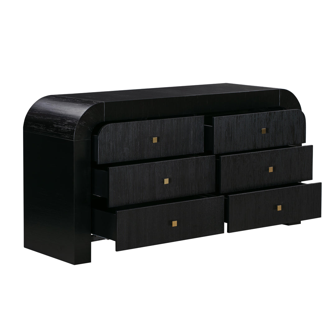 TOV Furniture Hump 6 Drawer Black Dresser DRESSERS