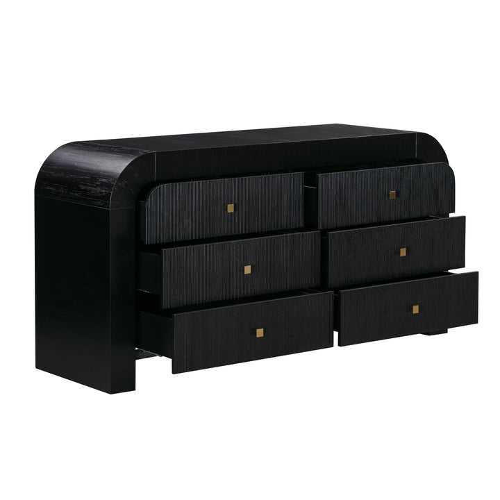 TOV Furniture Hump 6 Drawer Black Dresser DRESSERS