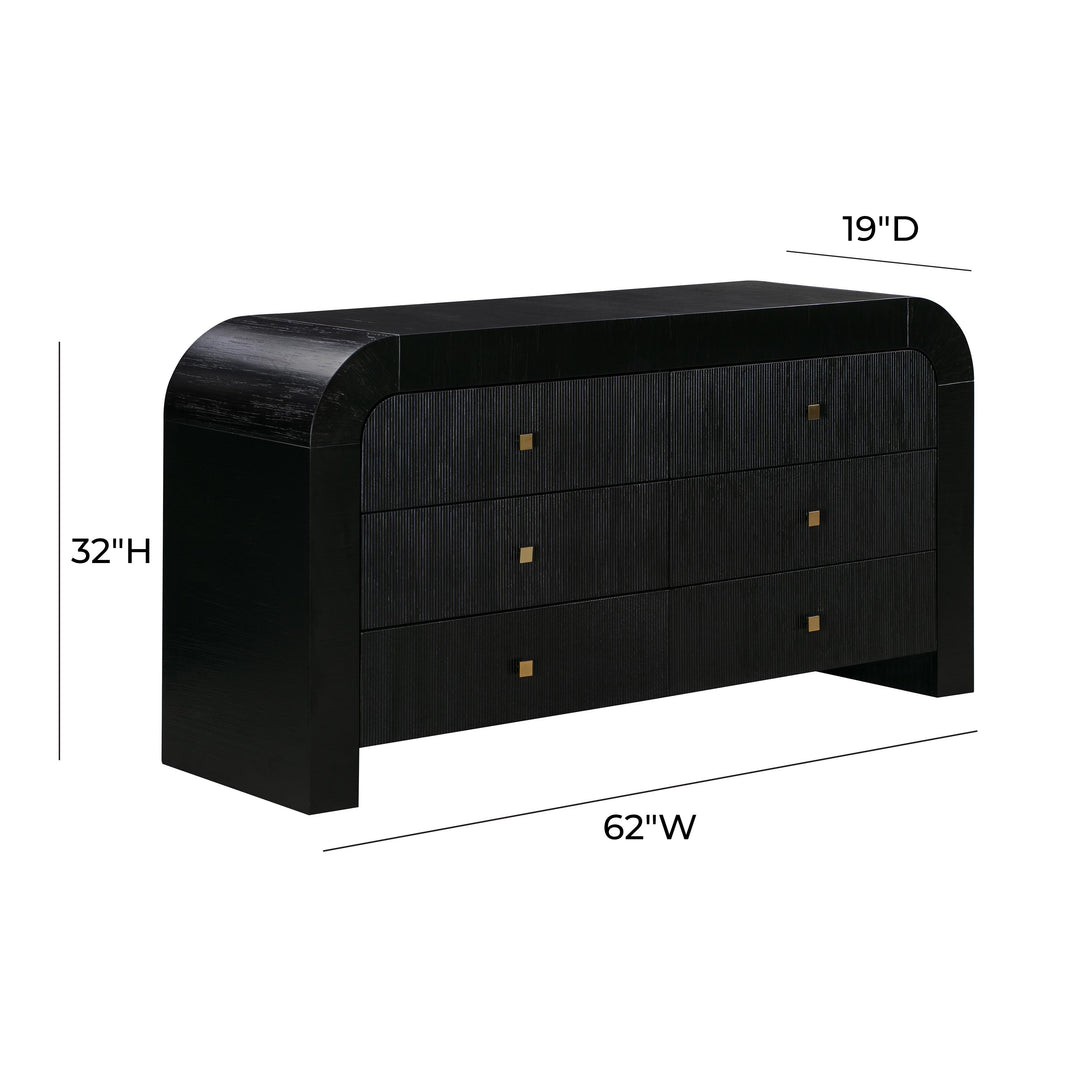 American Home Furniture | TOV Furniture - Hump 6 Drawer Black Dresser