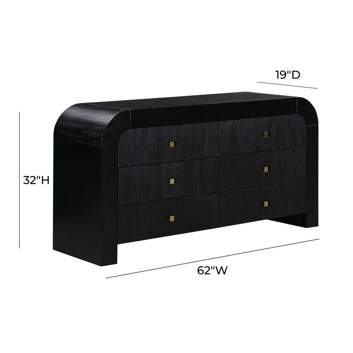 TOV Furniture Hump 6 Drawer Black Dresser DRESSERS