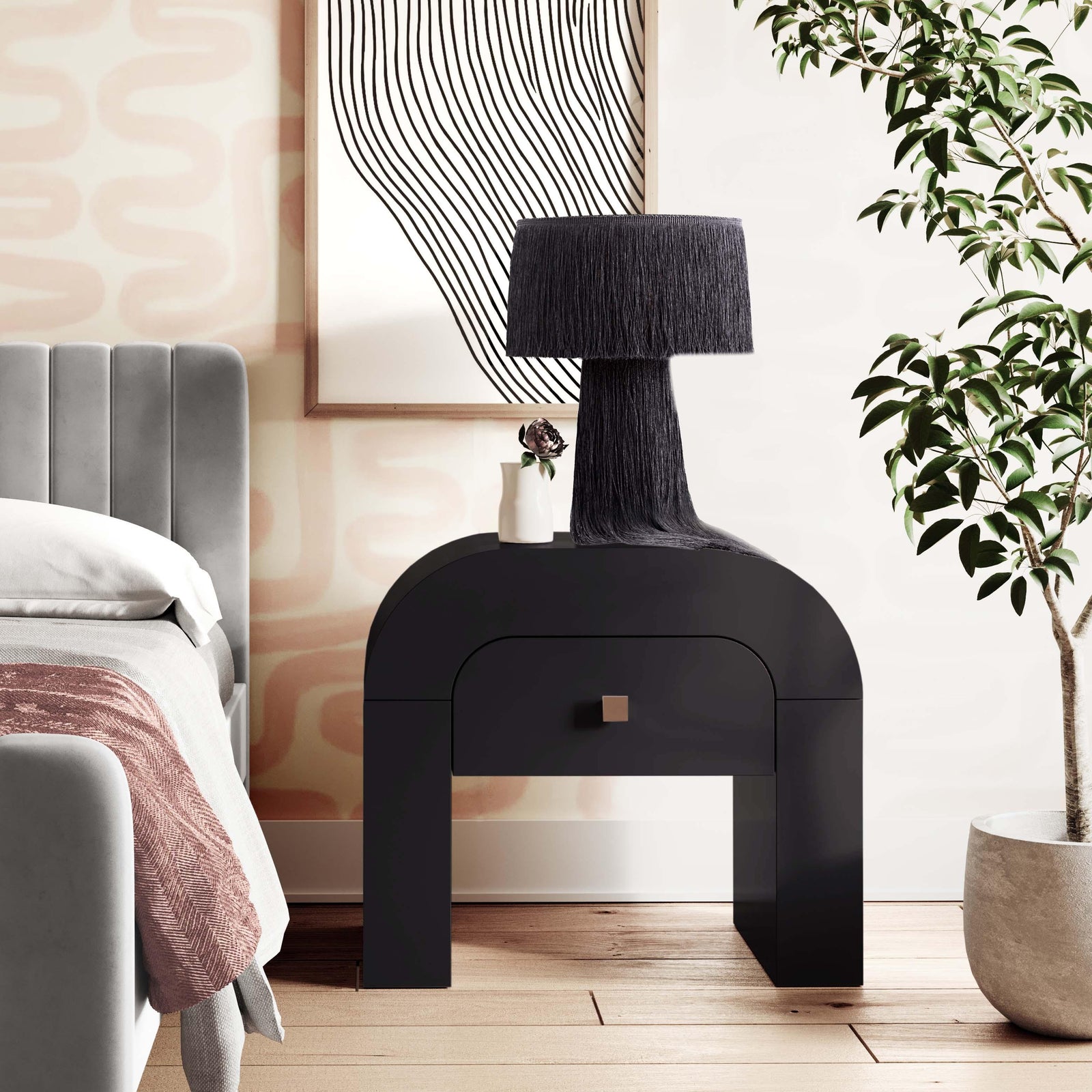 TOV Furniture Hump Black Nightstand NIGHTSTANDS
