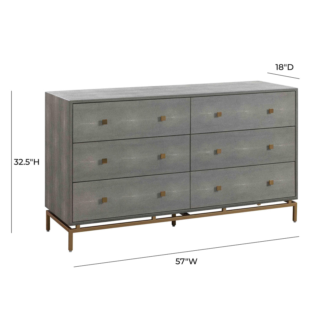 TOV Furniture Pesce Shagreen 6 Drawer Dresser DRESSERS