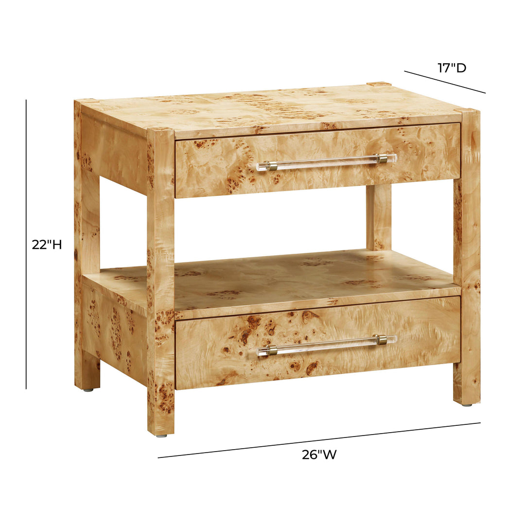 TOV Furniture Brandyss Natural Burl Nightstand NIGHTSTANDS