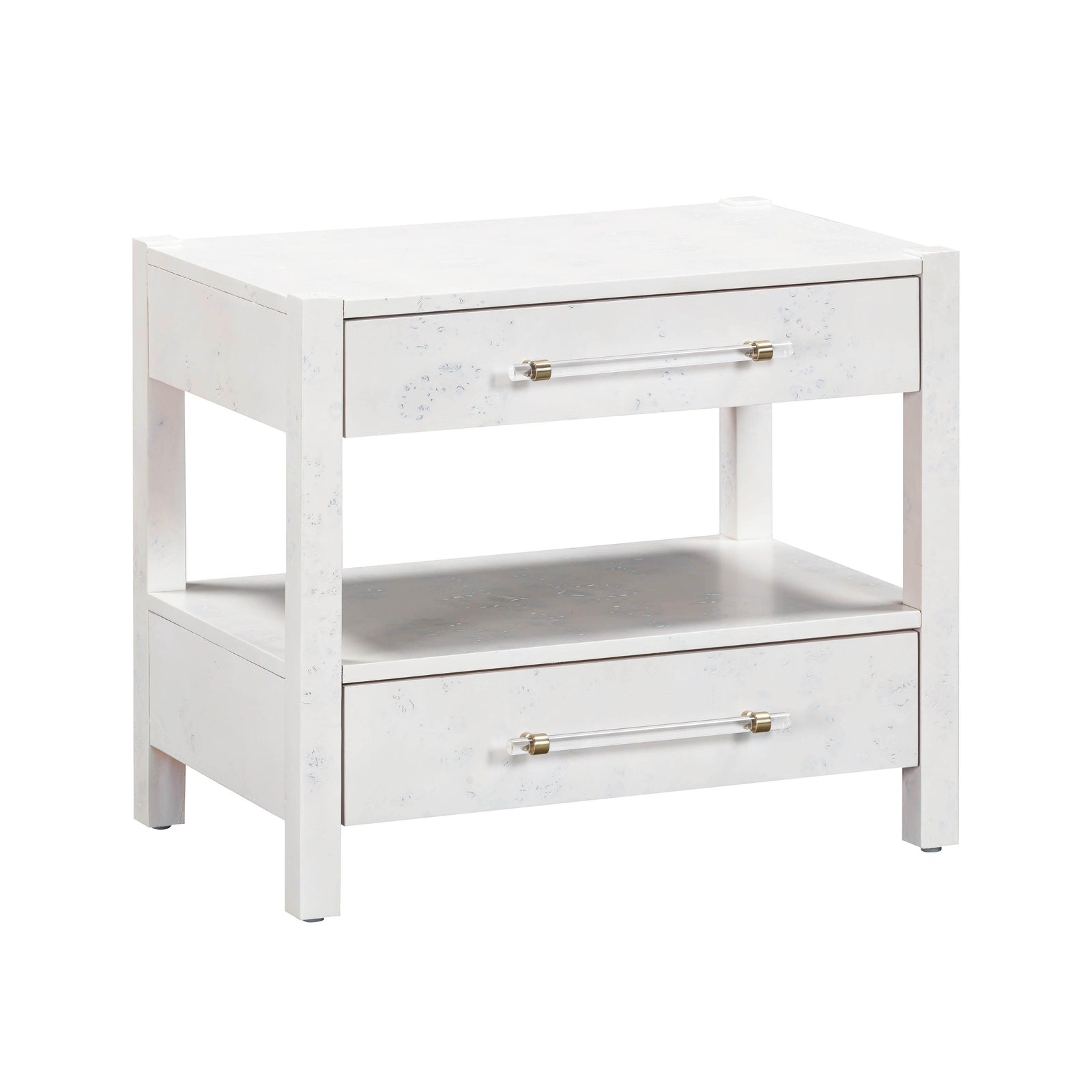 TOV Furniture Brandyss White Burl Nightstand NIGHTSTANDS