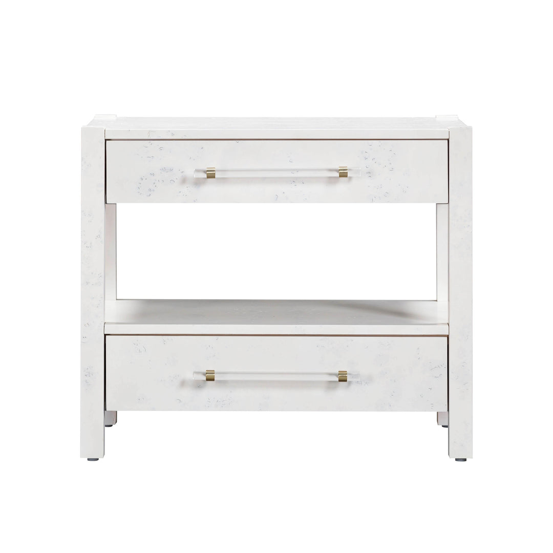 TOV Furniture Brandyss White Burl Nightstand NIGHTSTANDS