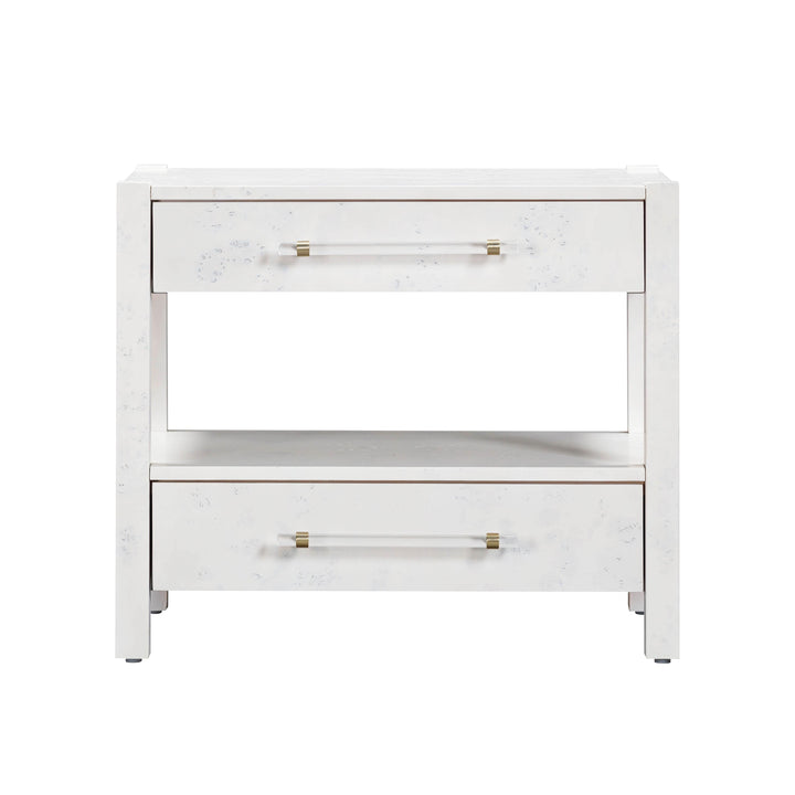 TOV Furniture Brandyss White Burl Nightstand NIGHTSTANDS
