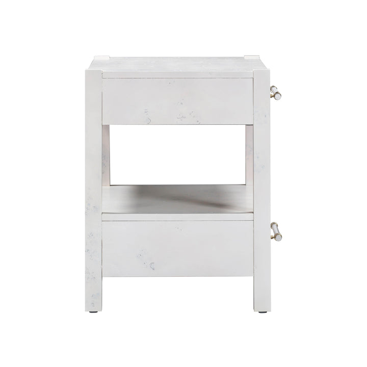 TOV Furniture Brandyss White Burl Nightstand NIGHTSTANDS