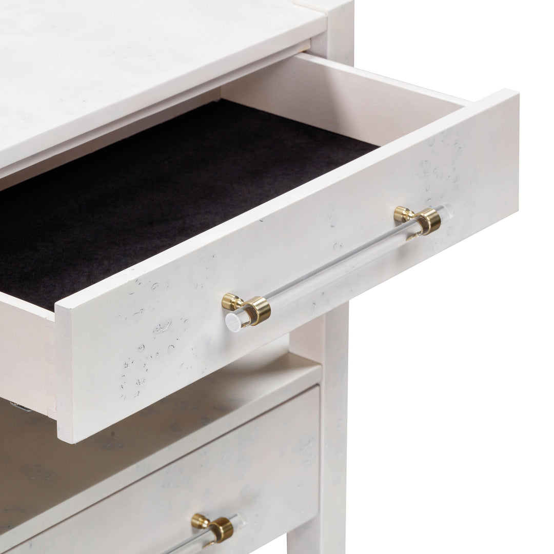 TOV Furniture Brandyss White Burl Nightstand NIGHTSTANDS