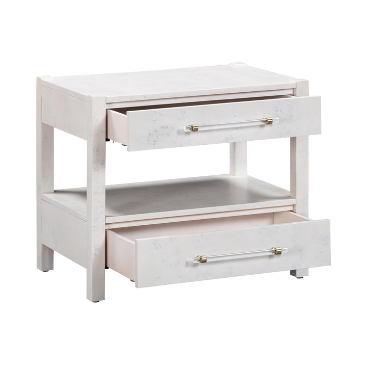 TOV Furniture Brandyss White Burl Nightstand NIGHTSTANDS