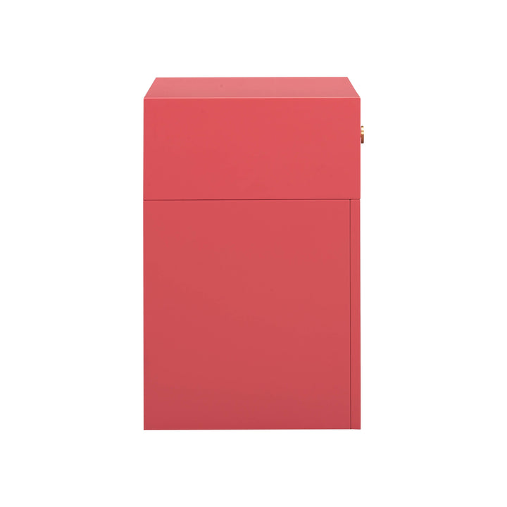 TOV Furniture Suzie Coral Pink & Rattan Nightstand NIGHTSTANDS